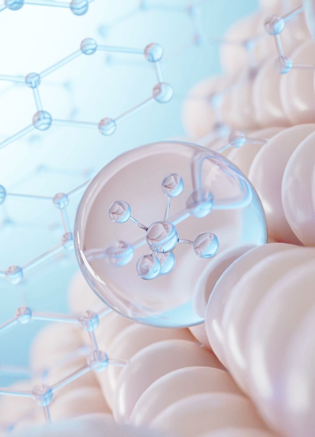 Image illustrant une molécule dans la peau