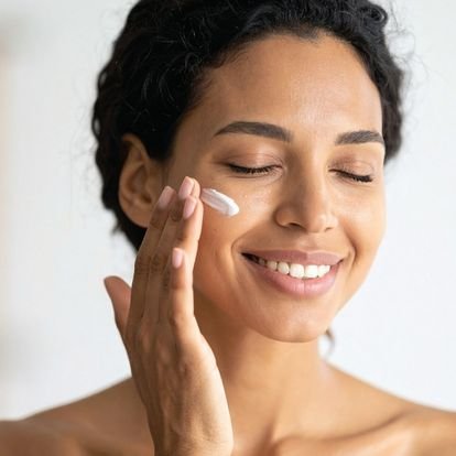 femme appliquant une crème au collagène sur son visage