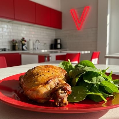 Image d'une assiette avec des épinards et du poulet pour une alimentation pro-collagène